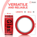 V1 TRADE Rotes Klebeband "Vorsicht Glas" 50mm x 66m – Paketklebeband für Zerbrechliche Pakete, Weithin Sichtbar