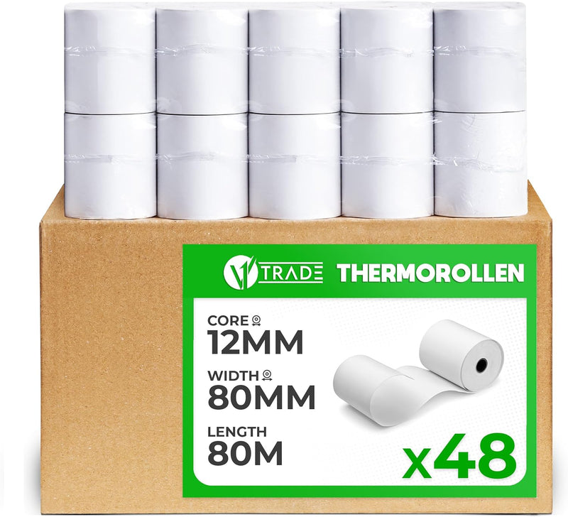 V1 Trade Thermorollen - Kassenrollen für Registrierkasse 42 g/m - Bonrollen für Bondrucker