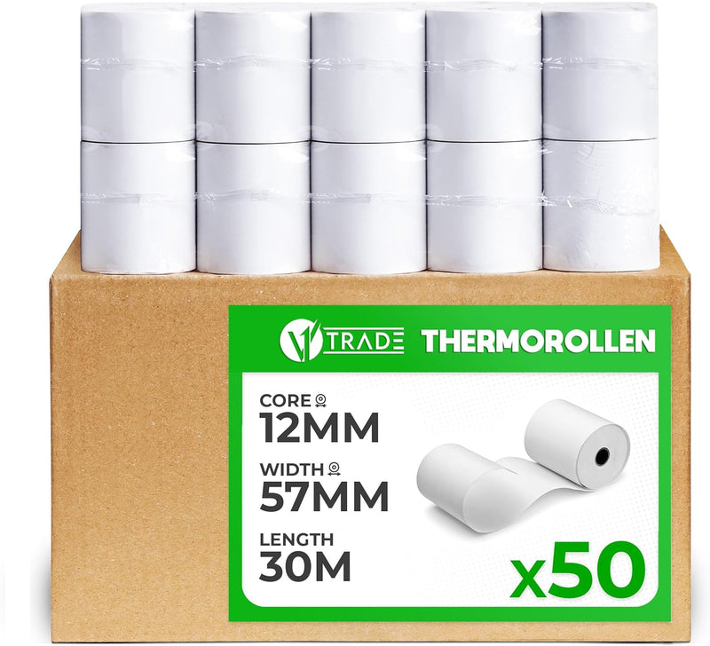 V1 Trade Thermorollen - Kassenrollen für Registrierkasse 42 g/m - Bonrollen für Bondrucker