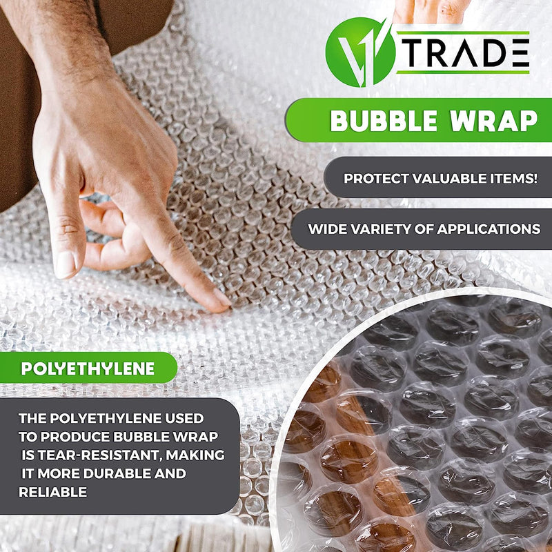 V1 Trade Luftpolsterfolie Rolle 40cm x 10m - Stoßfest Polsterfolie aus Polyethylen - Wasser und Schmutzabweisend Bubble Wrap