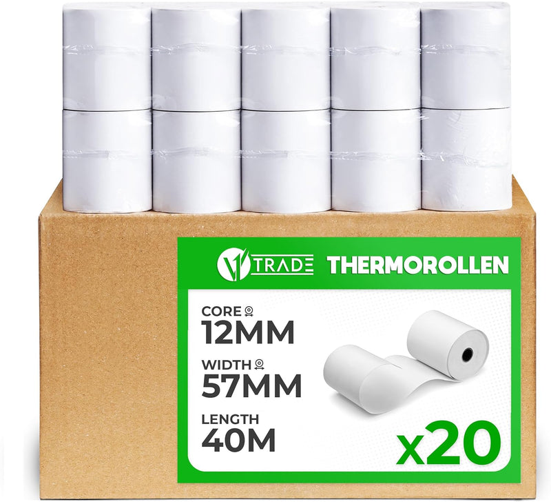 V1 Trade Thermorollen - Kassenrollen für Registrierkasse 42 g/m - Bonrollen für Bondrucker